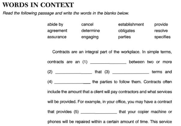 Bài tập điền từ vựng vào chỗ trống trong sách 600 Essential Words for the TOEIC