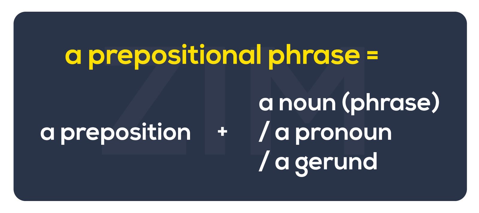 Biểu đồ công thức cấu tạo cụm giới từ cơ bản trong tiếng Anh