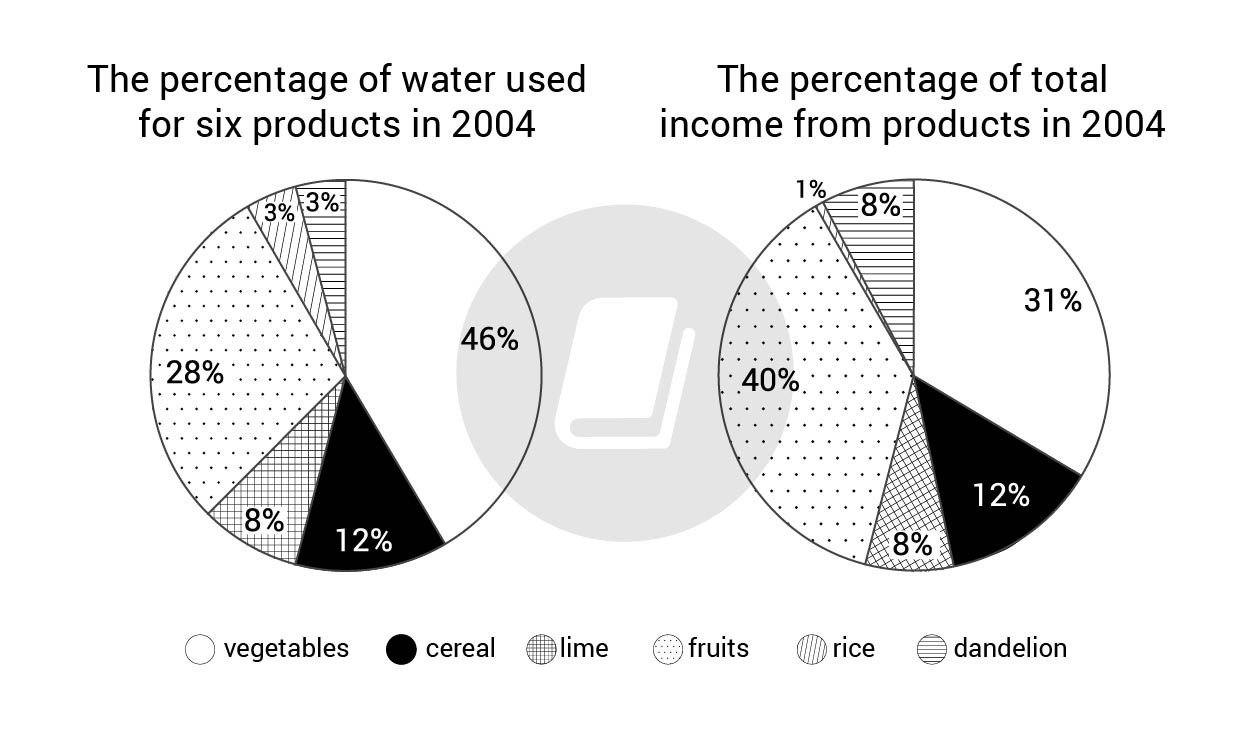 Biểu đồ tròn minh họa dữ liệu trong đề thi IELTS Writing Task 1