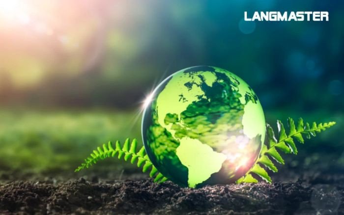 Biểu tượng cây xanh và trái đất minh họa từ vựng tiếng Anh về môi trường