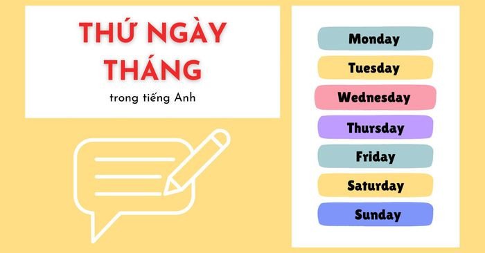 Các thứ trong tuần bằng tiếng Anh