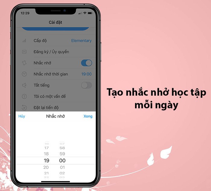 Cài đặt tính năng nhắc nhở học tiếng Anh hàng ngày trên ứng dụng Simpler để duy trì lịch trình