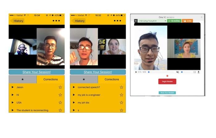 Cambly giao diện học