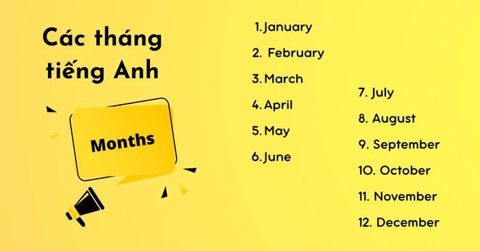 Danh sách các tháng trong năm tiếng Anh