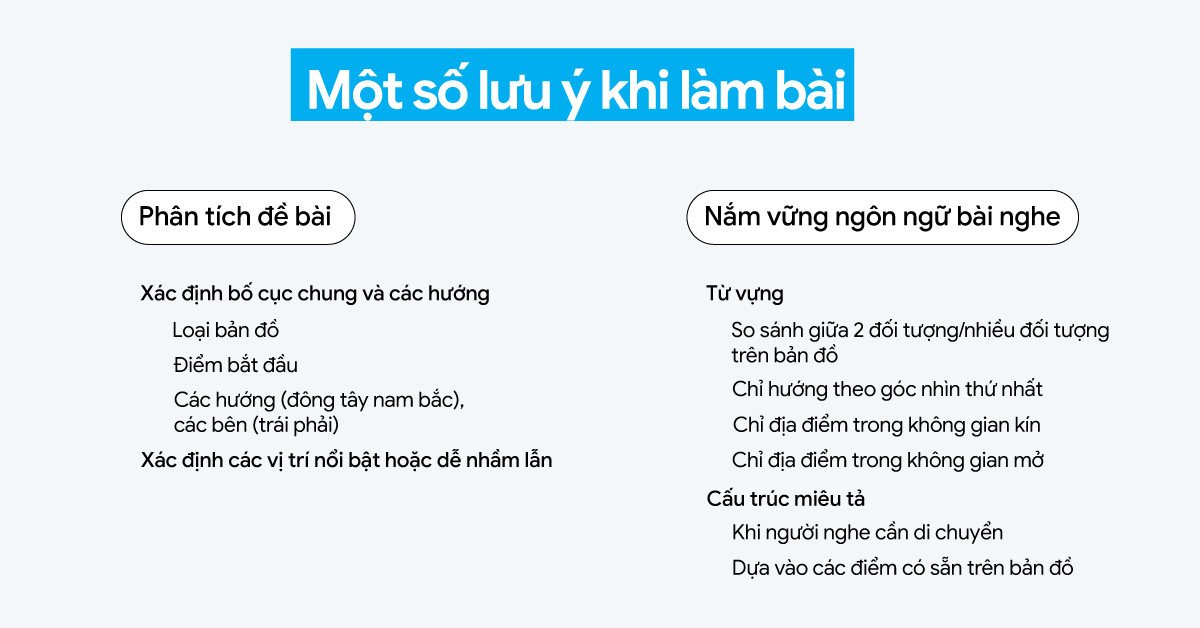Ghi chú và mẹo hữu ích khi giải quyết dạng bài Map labelling IELTS Listening