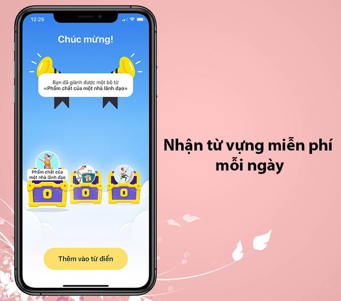 Giao diện nhận bộ từ vựng tiếng Anh miễn phí hàng ngày từ tính năng rương phần thưởng của Simpler