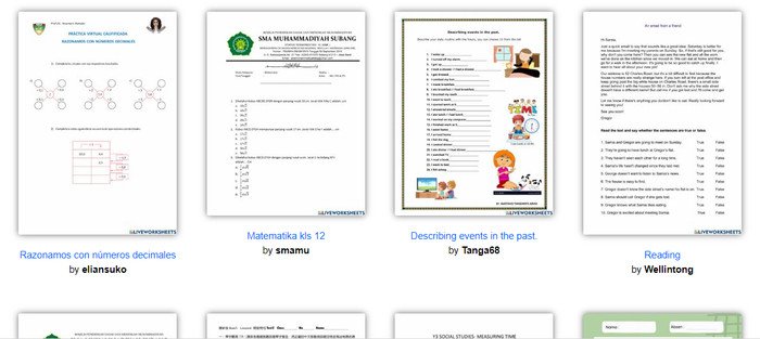 Giao diện trực quan của một bài tập tương tác trên Liveworksheets, hỗ trợ luyện ngữ pháp tiếng Anh qua các hoạt động sáng tạo.