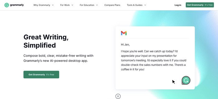 Giao diện và logo của công cụ kiểm tra ngữ pháp Grammarly