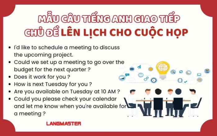 Giao tiếp hiệu quả khi sắp xếp cuộc họp tiếng Anh