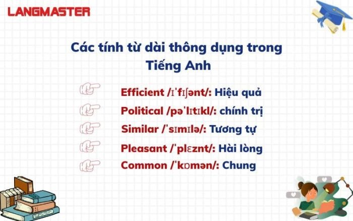 Hình ảnh minh họa bộ sưu tập những tính từ dài phổ biến trong tiếng Anh cho người học.