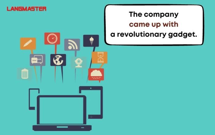 Hình ảnh minh họa một sản phẩm công nghệ đột phá, thể hiện ý nghĩa 'sản xuất ra' của come up with.