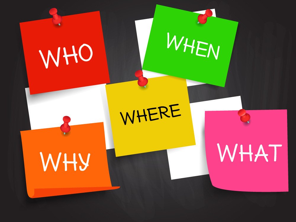 Hình ảnh minh họa quá trình tư duy với 5W (Who, What, When, Where, Why) giúp mô tả chi tiết trong bài luận cá nhân.