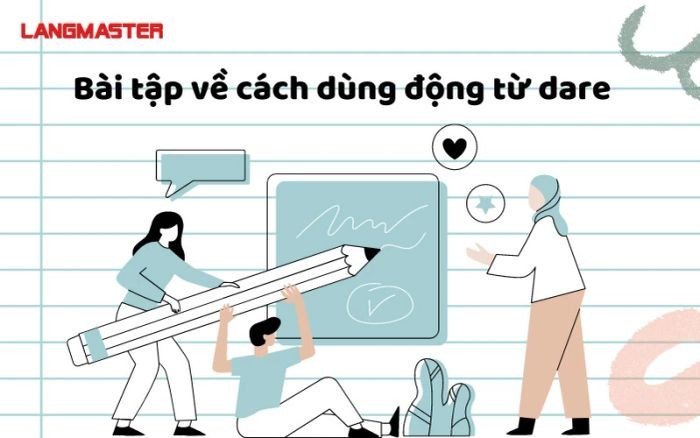 Hình ảnh một cuốn sách ngữ pháp và bút, biểu tượng cho việc học và thực hành các bài tập về động từ Dare.