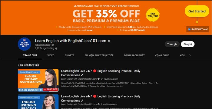Học tiếng Anh đa chiều qua kênh EnglishClass101