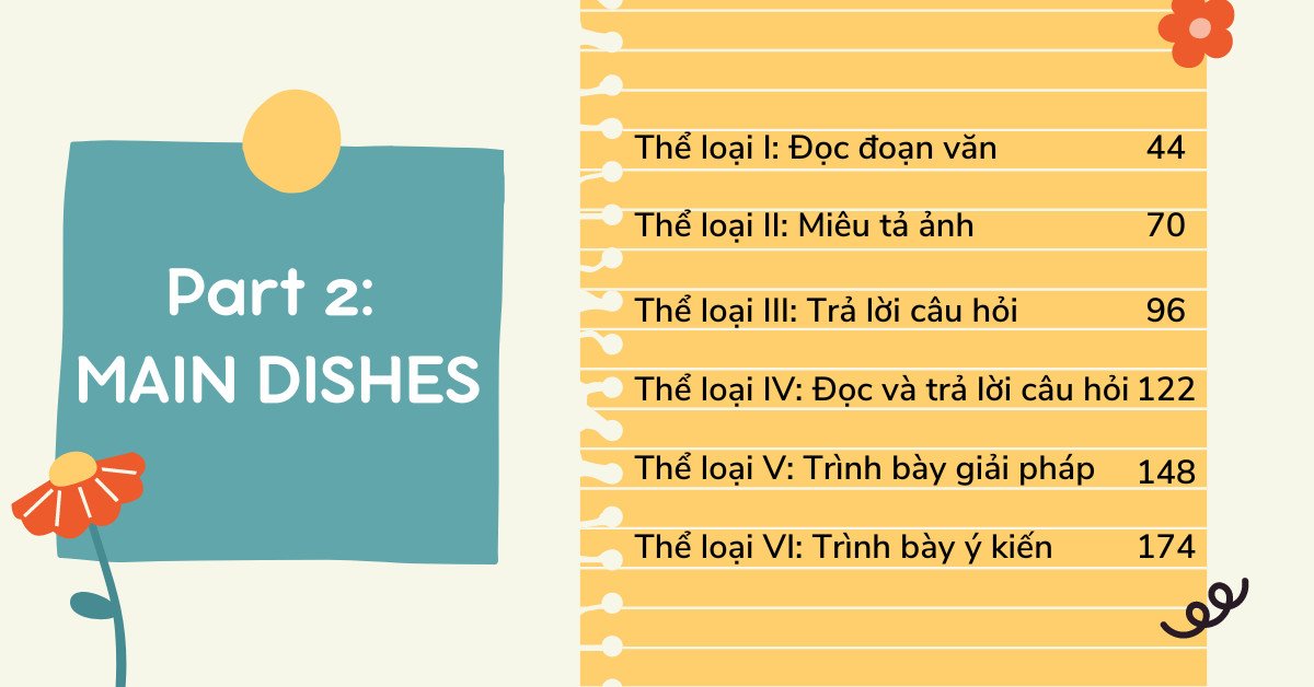 Hướng dẫn chi tiết phần Main Dishes trong sách Tomato TOEIC Speaking Flow, tập trung vào luyện tập phát âm và nói liên tục