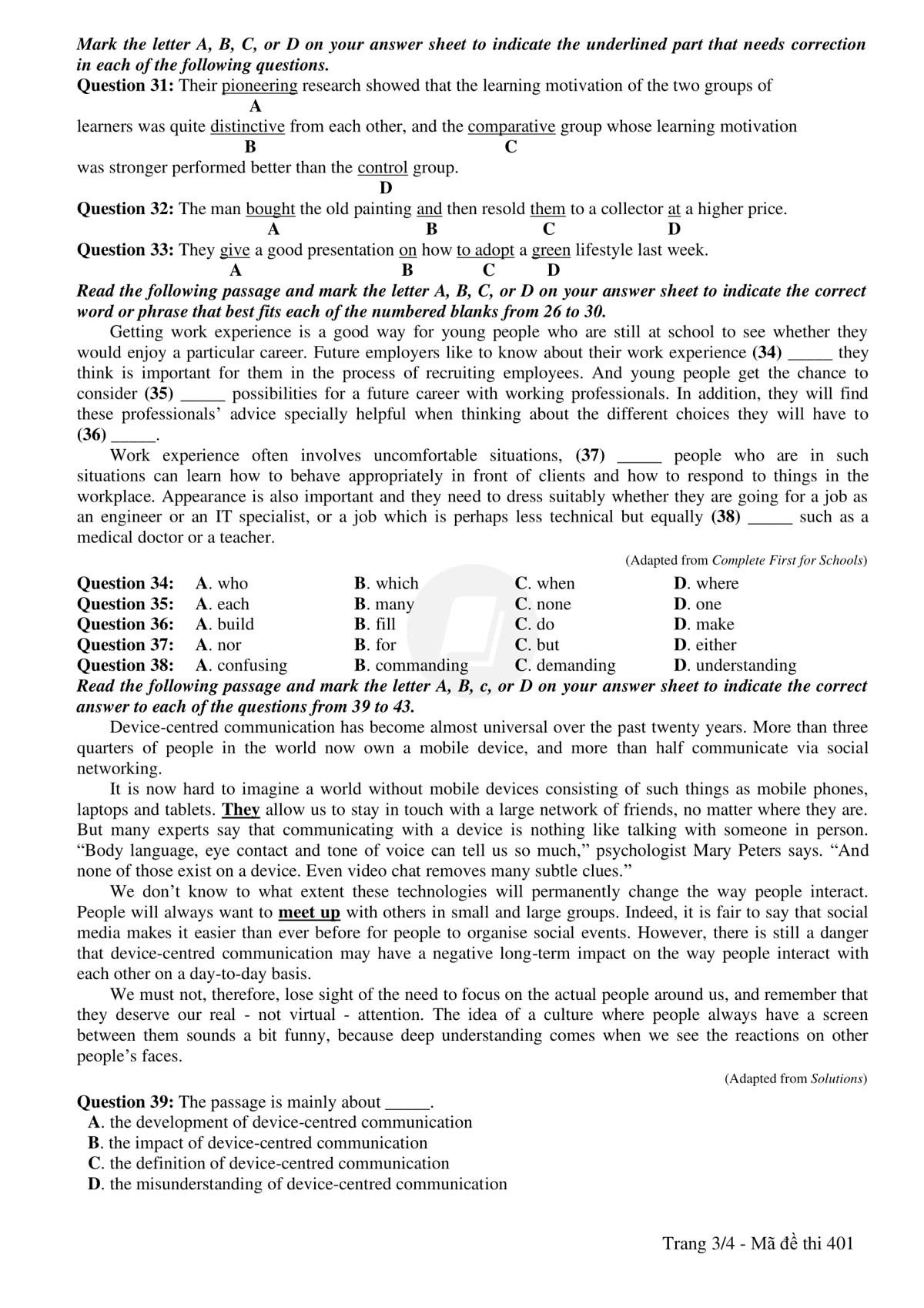 Hướng dẫn giải đề tiếng Anh THPT Quốc gia 2023 bài tập tìm lỗi sai