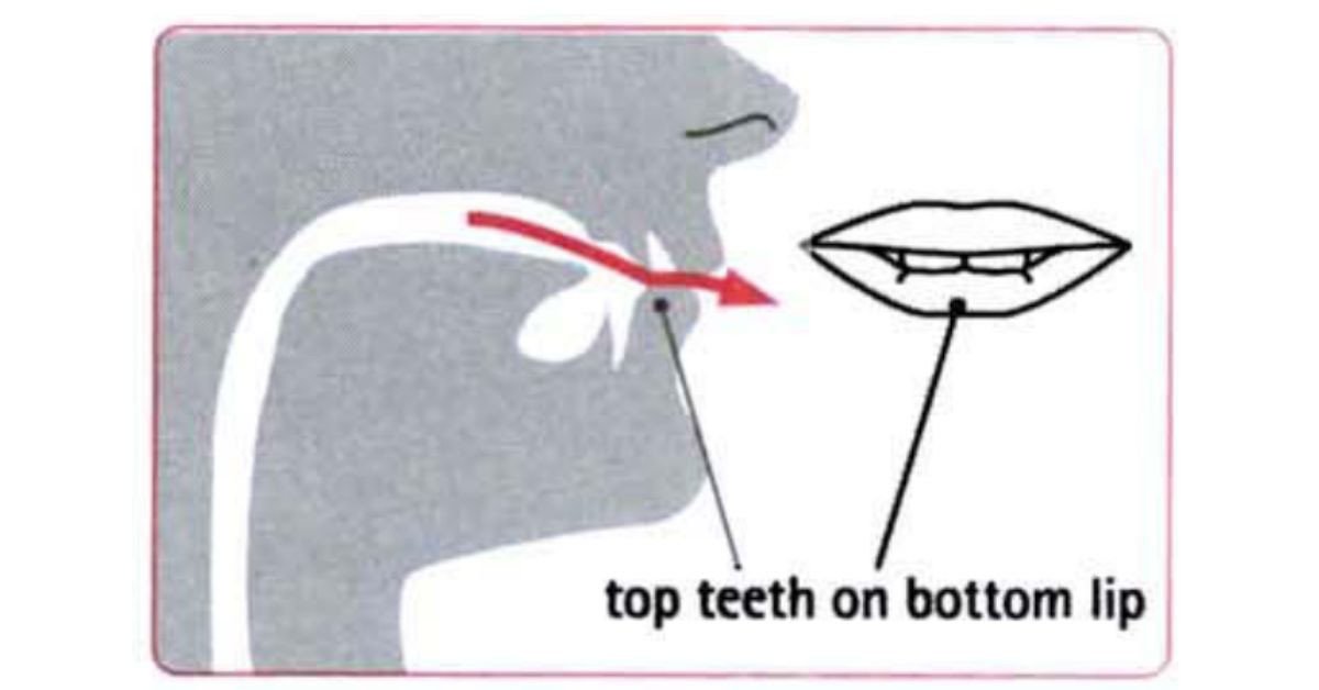 Hướng dẫn phát âm âm /f/ với răng và môi, minh họa cách phát âm GH là F trong tiếng Anh