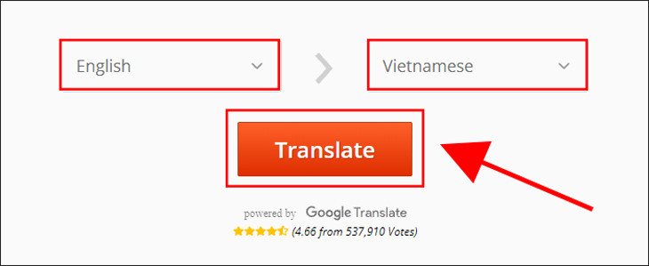 Lựa chọn ngôn ngữ nguồn và đích để biên dịch tập tin PDF.