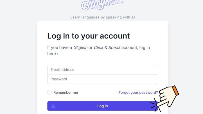 Màn hình đăng nhập và giao diện chính của ứng dụng Gliglish AI