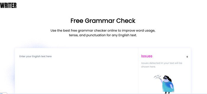 Màn hình làm việc của website kiểm tra lỗi Writer.com