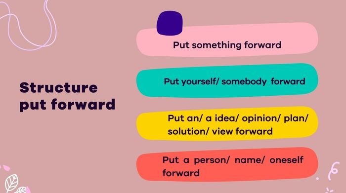 Minh họa các cấu trúc ngữ pháp phổ biến với put forward