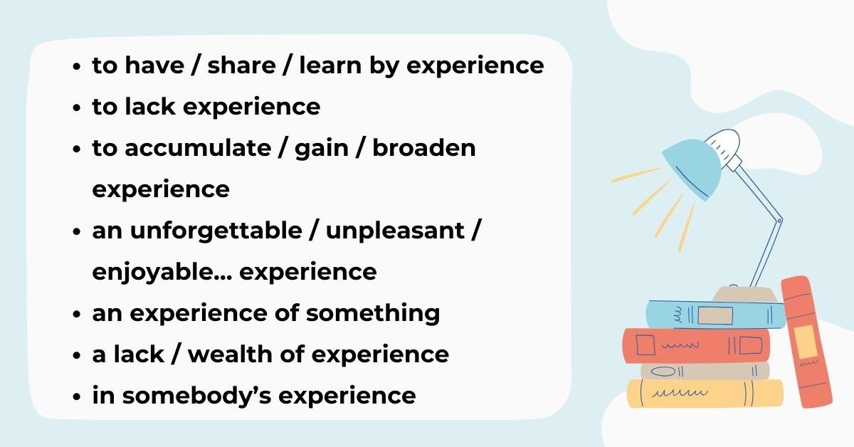 Minh họa các cụm từ collocation với danh từ experience trong tiếng Anh
