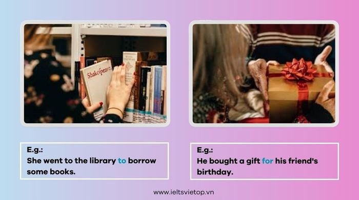 Minh họa giới từ mục đích tiếng Anh qua ví dụ thực tế