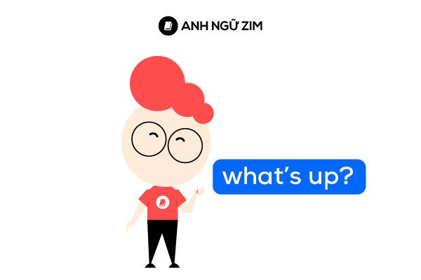 Một người đàn ông trẻ đang chào hỏi với biểu cảm tươi tắn, minh họa cụm từ giao tiếp "what's up?" trong tiếng Anh.