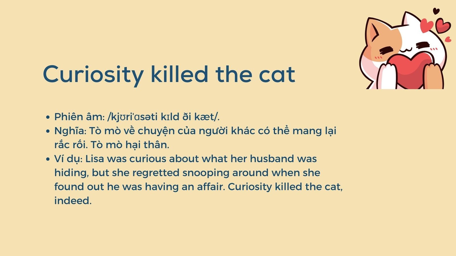 Người phụ nữ tò mò nhìn vào hộp, minh họa thành ngữ tò mò hại thân trong idioms với cat