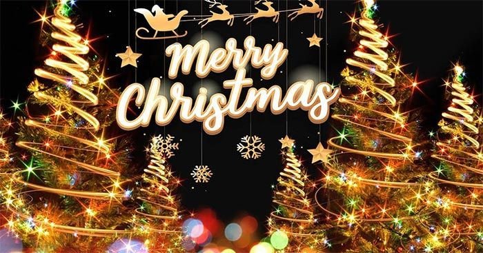 Ông già Noel vui vẻ cùng những hộp quà Giáng sinh lấp lánh