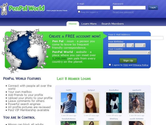 Penpalworld.com giao diện