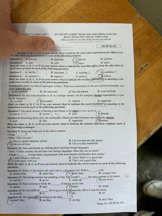 Phần mở đầu của đề thi Tiếng Anh THPT Quốc gia 2023, giới thiệu tổng quan về cấu trúc bài thi