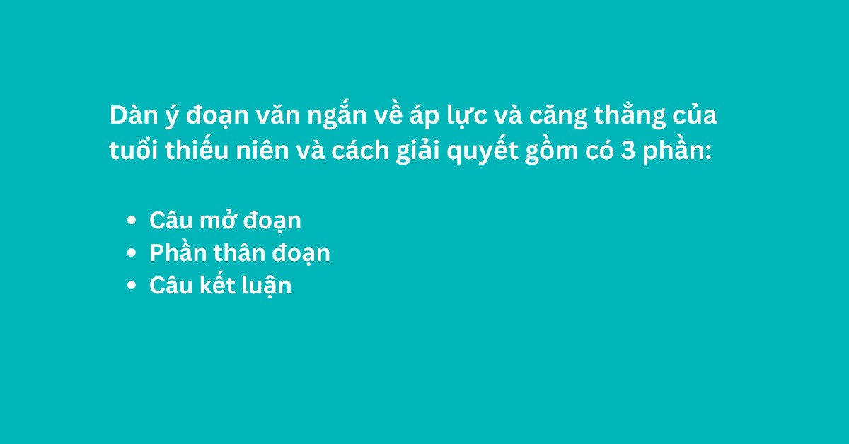 Sơ đồ dàn ý cấu trúc viết đoạn văn về áp lực và căng thẳng ở tuổi học đường