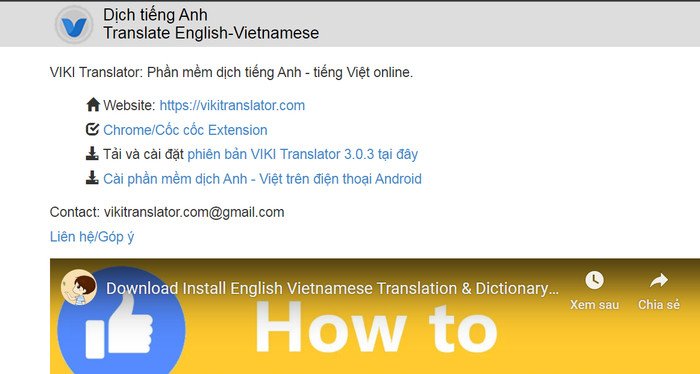 Tải và cài đặt phần mềm VIKI Translator hỗ trợ dịch tài liệu tiếng Anh.