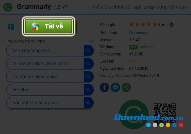 Tải và lưu cài đặt Grammarly
