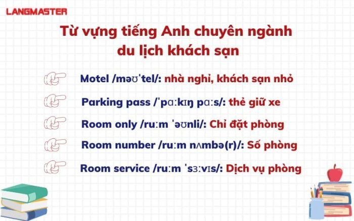 Từ vựng tiếng Anh chuyên ngành khách sạn và du lịch