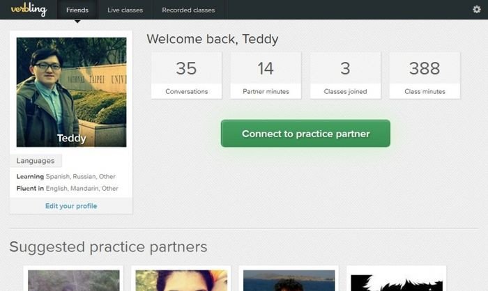 Verbling giao diện thân thiện