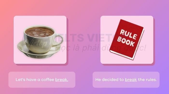 Ví dụ minh họa ý nghĩa đa dạng của động từ break trong tiếng Anh