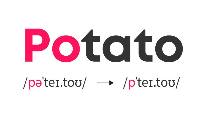 ví dụ nuốt âm nguyên âm yếu trong từ potato