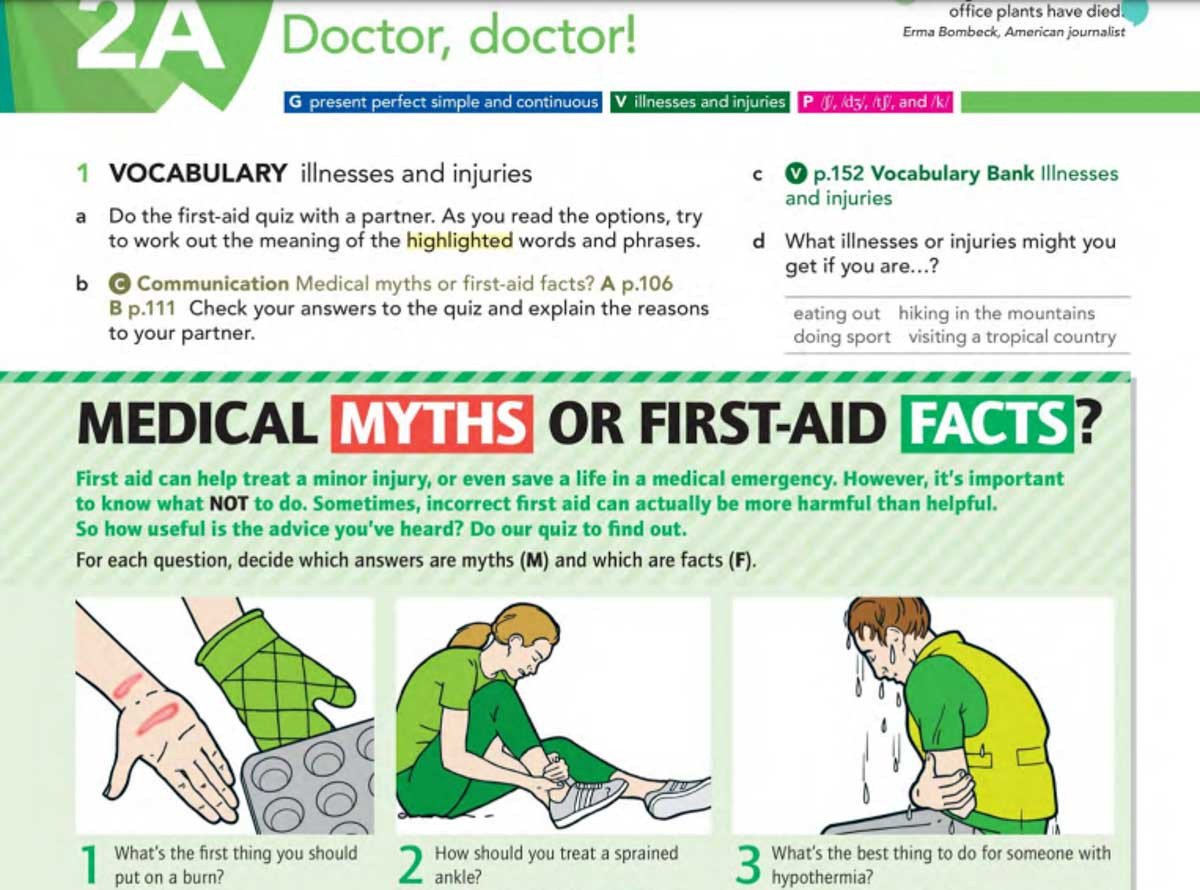 Ví dụ về chương sách chủ đề Doctor giúp học từ vựng tiếng Anh trong English File 4th Edition