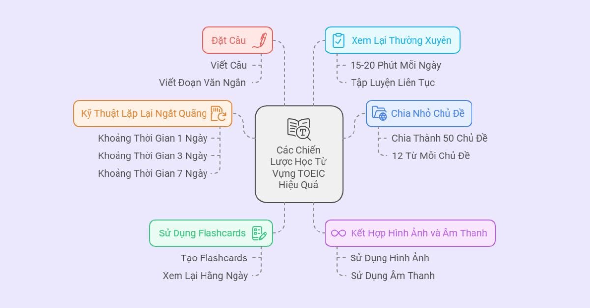Sách và flashcard minh họa cách học từ vựng TOEIC hiệu quả